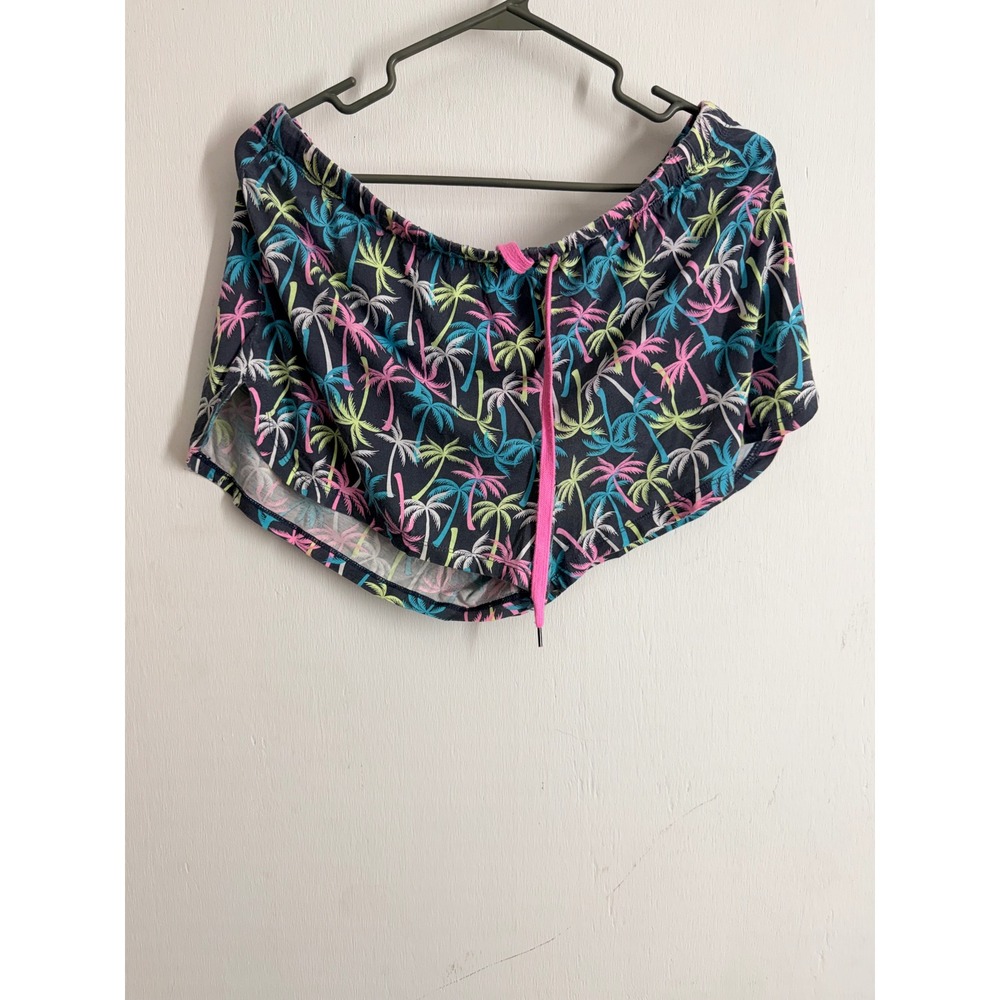 Secret Treasures Neon Palm Tree Sleep Shorts Womens Large Grey Pink Tropical L/G